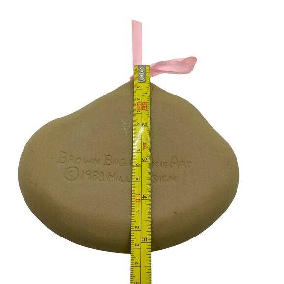 Kitten Cat Brown Bag Cookie Art 1988 Hill Sleeping Cat Design 5" Tan Beige Retro - Picture 6 of 12